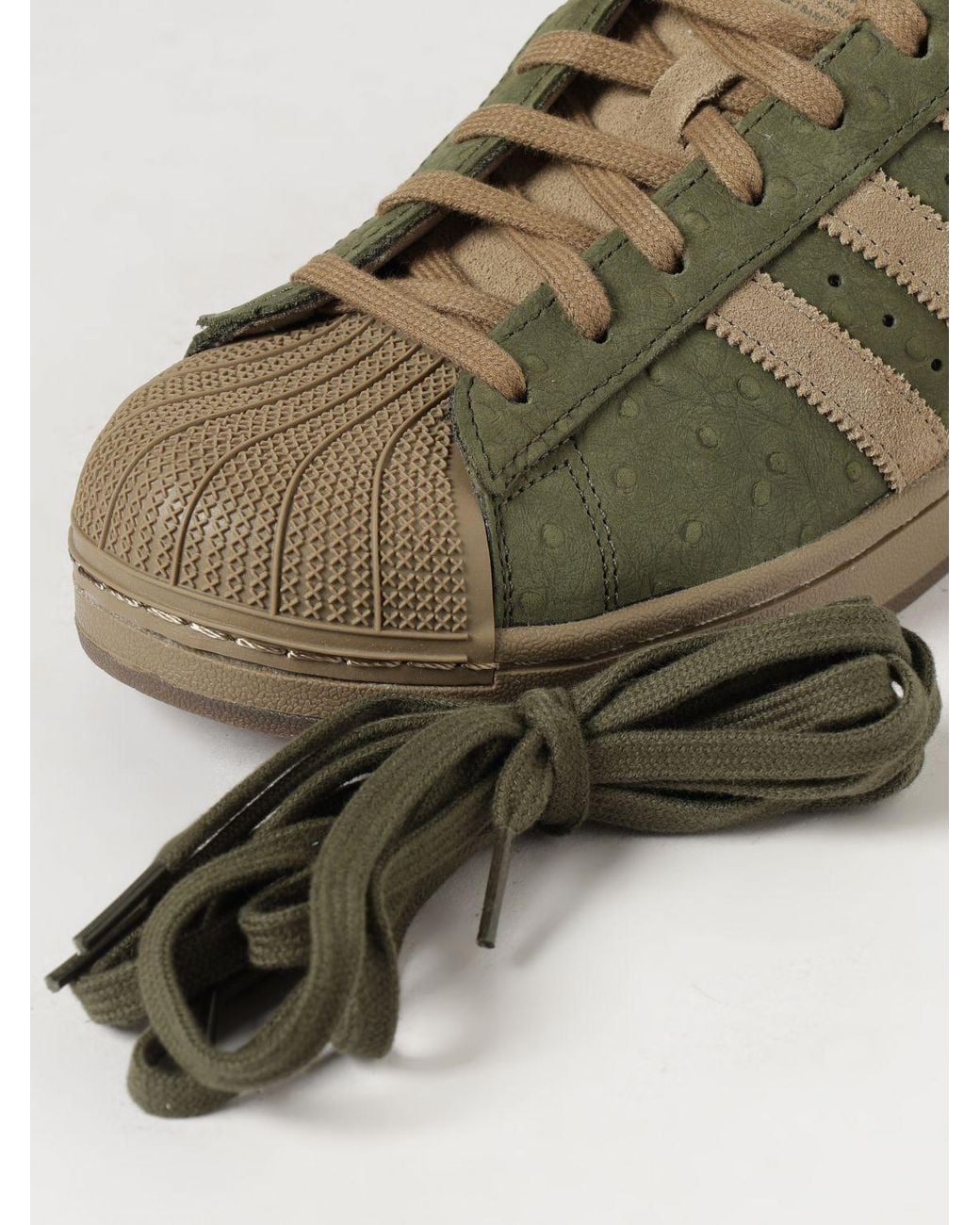 Adidas Originals Green Superstar Ii Vintage-Effect Nubuck Sneakers With Shell Toe for men