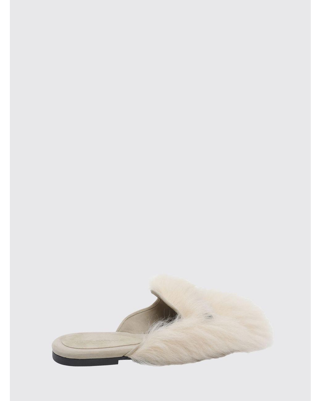 Dolce & Gabbana White Dolce &Amp Gabbana Shearling Slippers