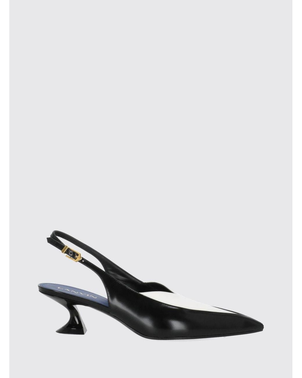 Lanvin Black Zweifarbige Nappaleder-Slingback-Pumps Von Mit Geschwungenem Absatz