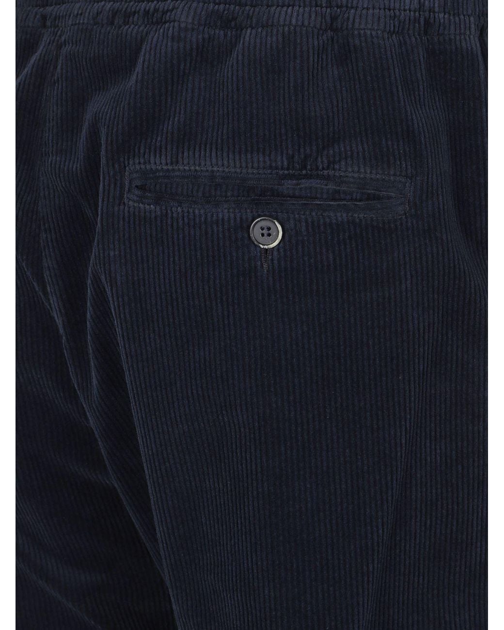 Barena Blue Slim Fit Corduroy Trousers With An Elasticated Waist for men