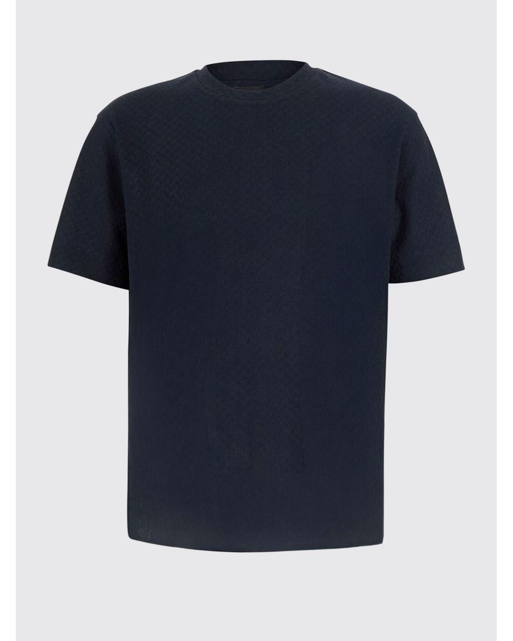 Emporio Armani Blue Crew-Neck Cotton T-Shirt With Tone-On-Tone Logo for men