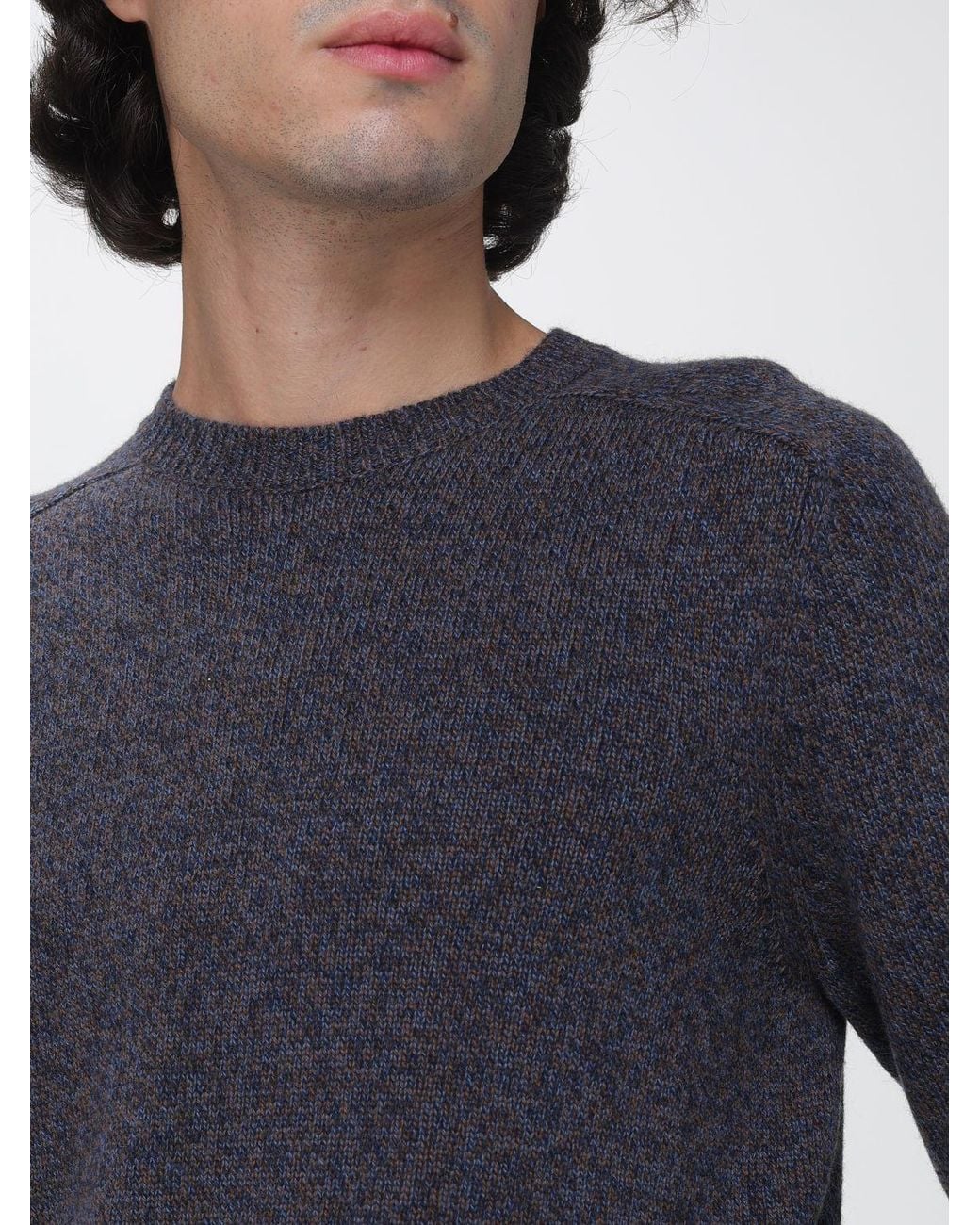 Luciano Barbera Blue Pure Cashmere Crewneck Jumper With A Slim Fit for men