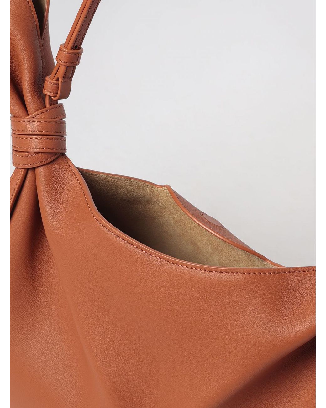 Loewe White Calfskin Leather Shoulder Bag With Knot Detail And Adjustable Handle