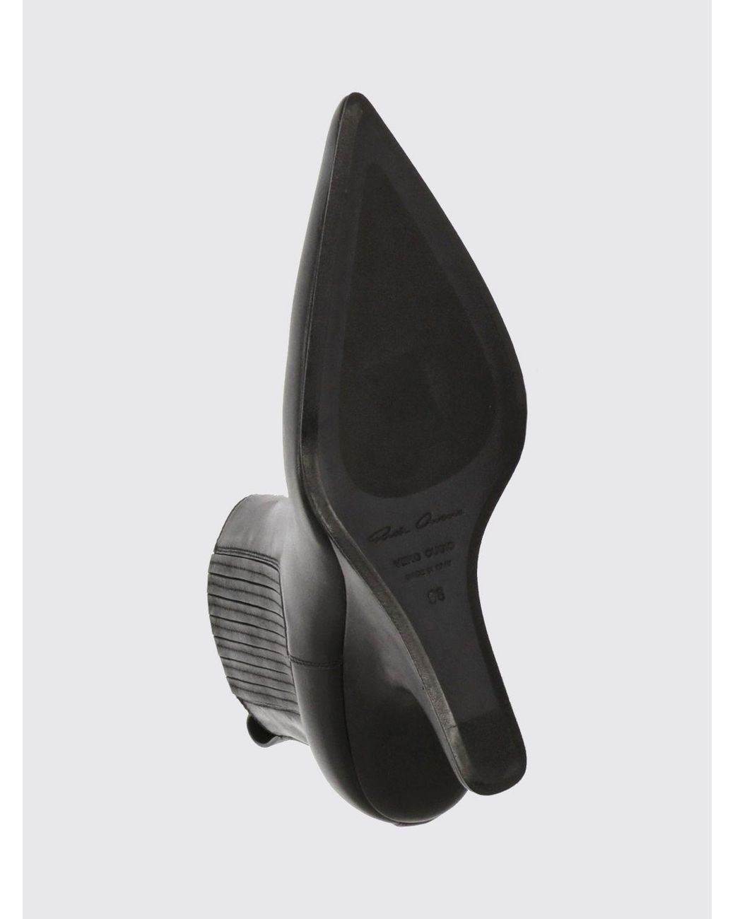 Rick Owens Black Calfskin Leather Chelsea Boots With Sculptural High Heel