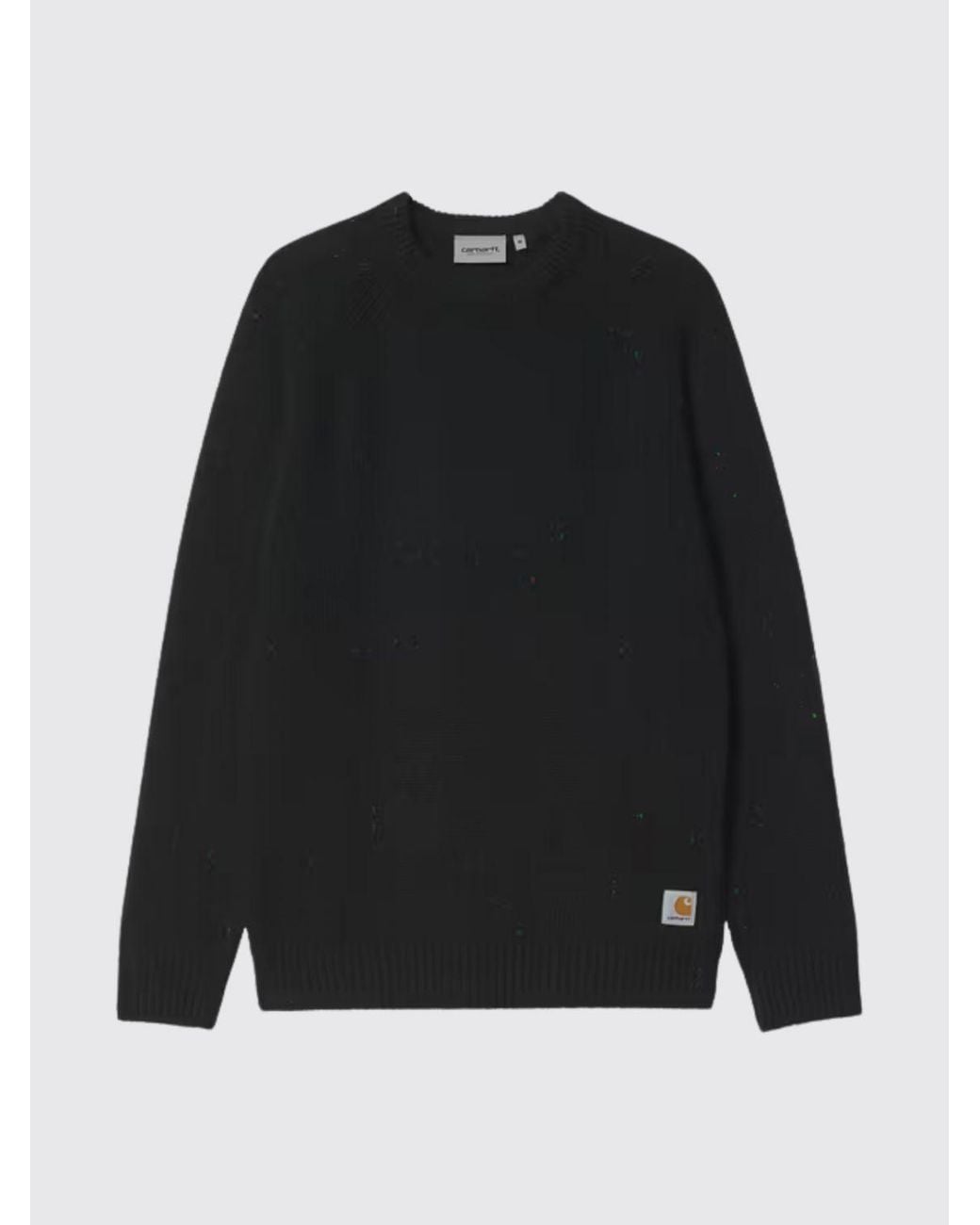 Carhartt Black Long-Sleeved Wool And Cotton Blend Crewneck Sweater for men