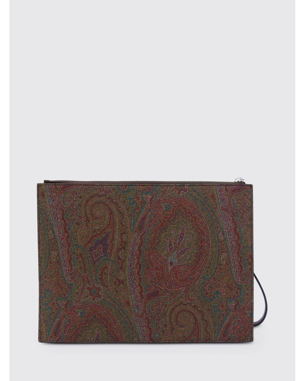 Etro Pouch Aus Beschichteter Baumwolle Mit Paisley-Print Und Leder in Brown für Herren