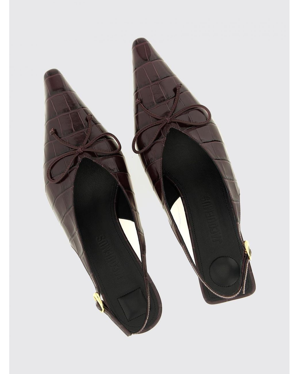Jacquemus White The Cubisto Croc-Effect Leather Slingback Pumps With Bow