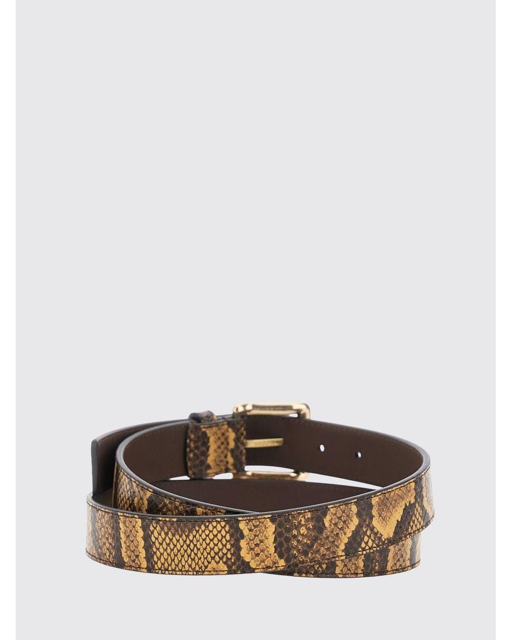 Amiri Brown Python-Print Leather Belt With Pin Buckle for men
