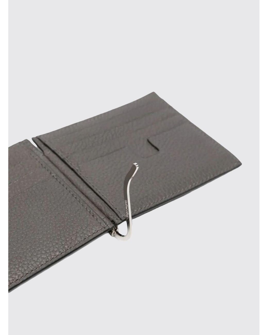 Tom Ford Gray Bifold Leather Wallet With Money Clip And Eight Card Slots for men