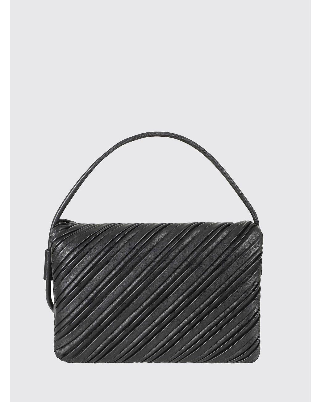 Victoria Beckham Black Dorian Pleated Nappa Leather Handbag With Tubular Handle