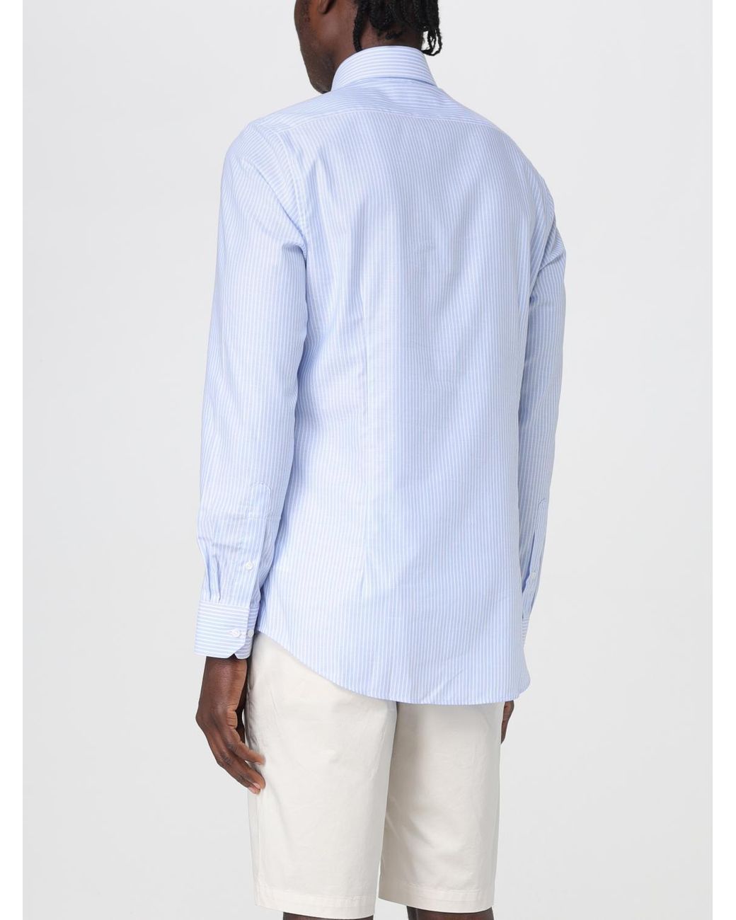 Michael Kors White Slim Fit Striped Dress Shirt for men