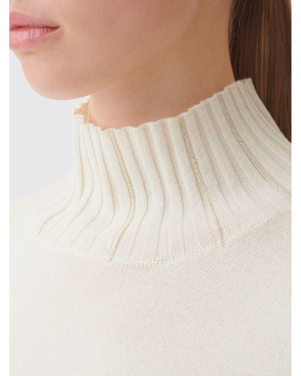 Fabiana Filippi Natural Wool, Silk And Cashmere Knit Turtleneck Mini Dress