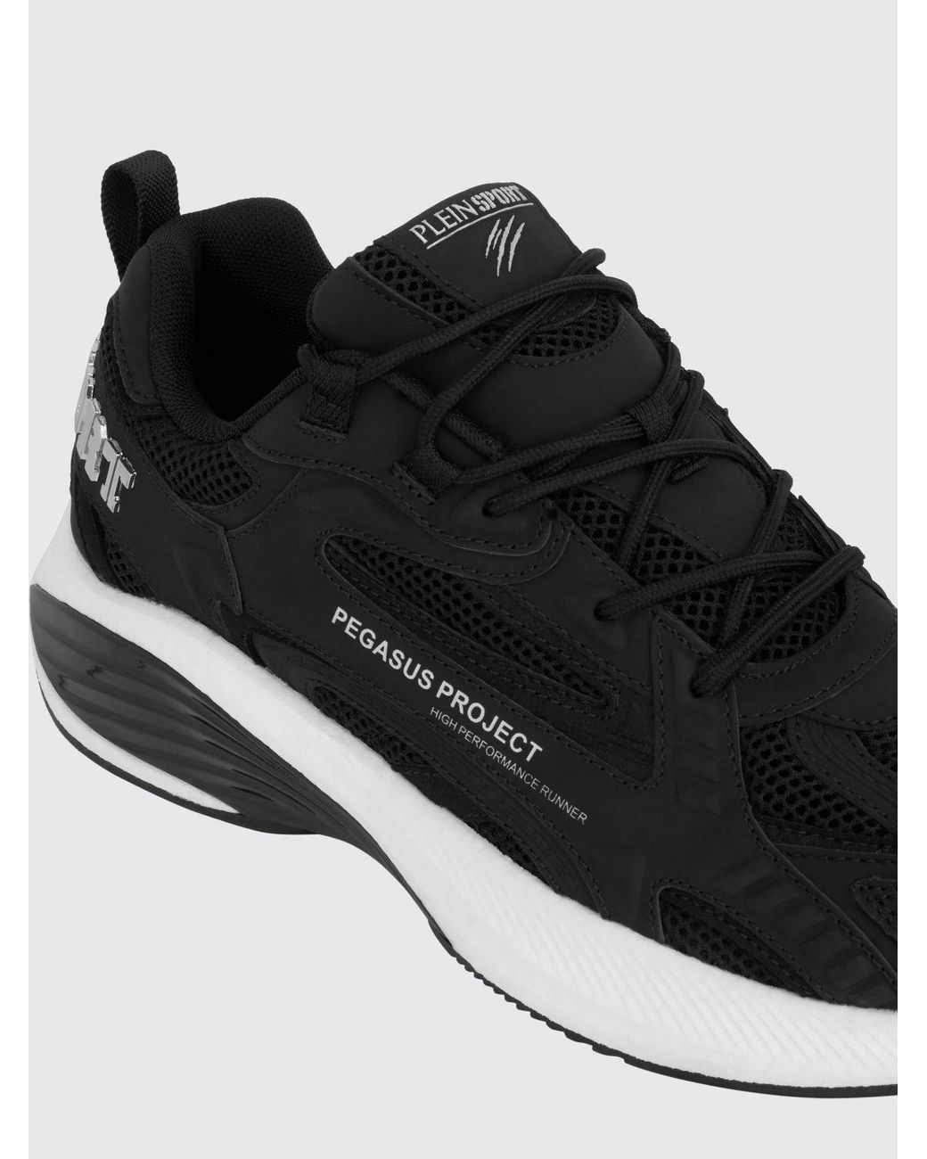 Philipp Plein Black Pegasus Project Mesh And Rubber Sneakers for men