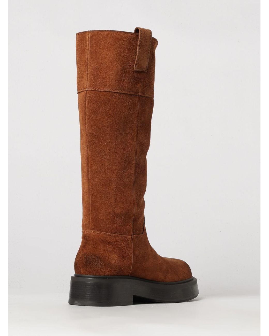 Vic Matié Brown Vic Mati&Eacute Suede Leather Biker Boots With Double Pull-Tab And Mid-Calf Shaft