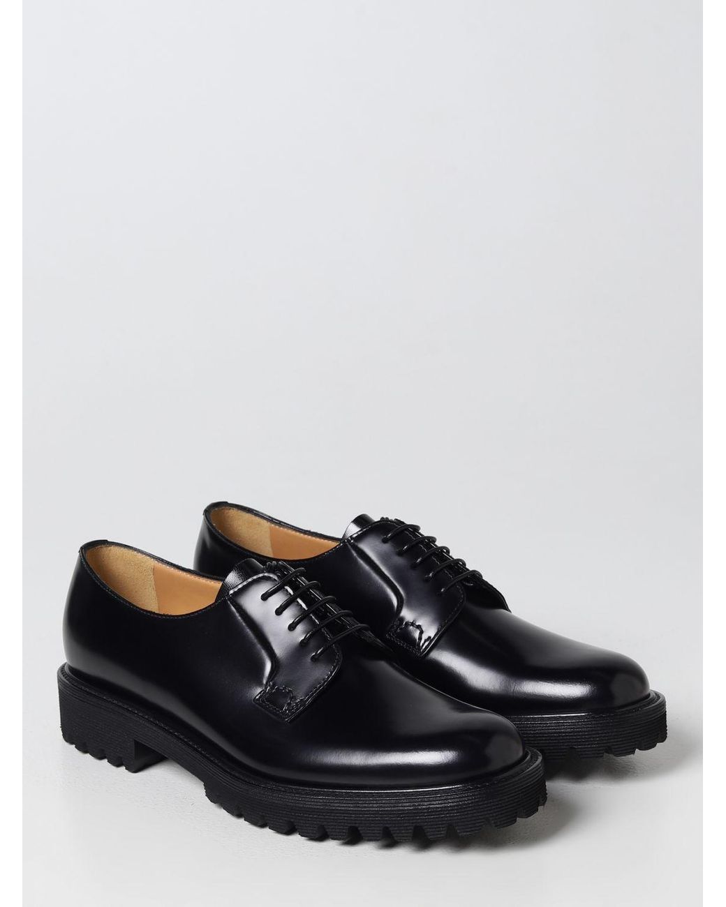 Church's Black Shannon T Derby Shoes In Brushed Leather
