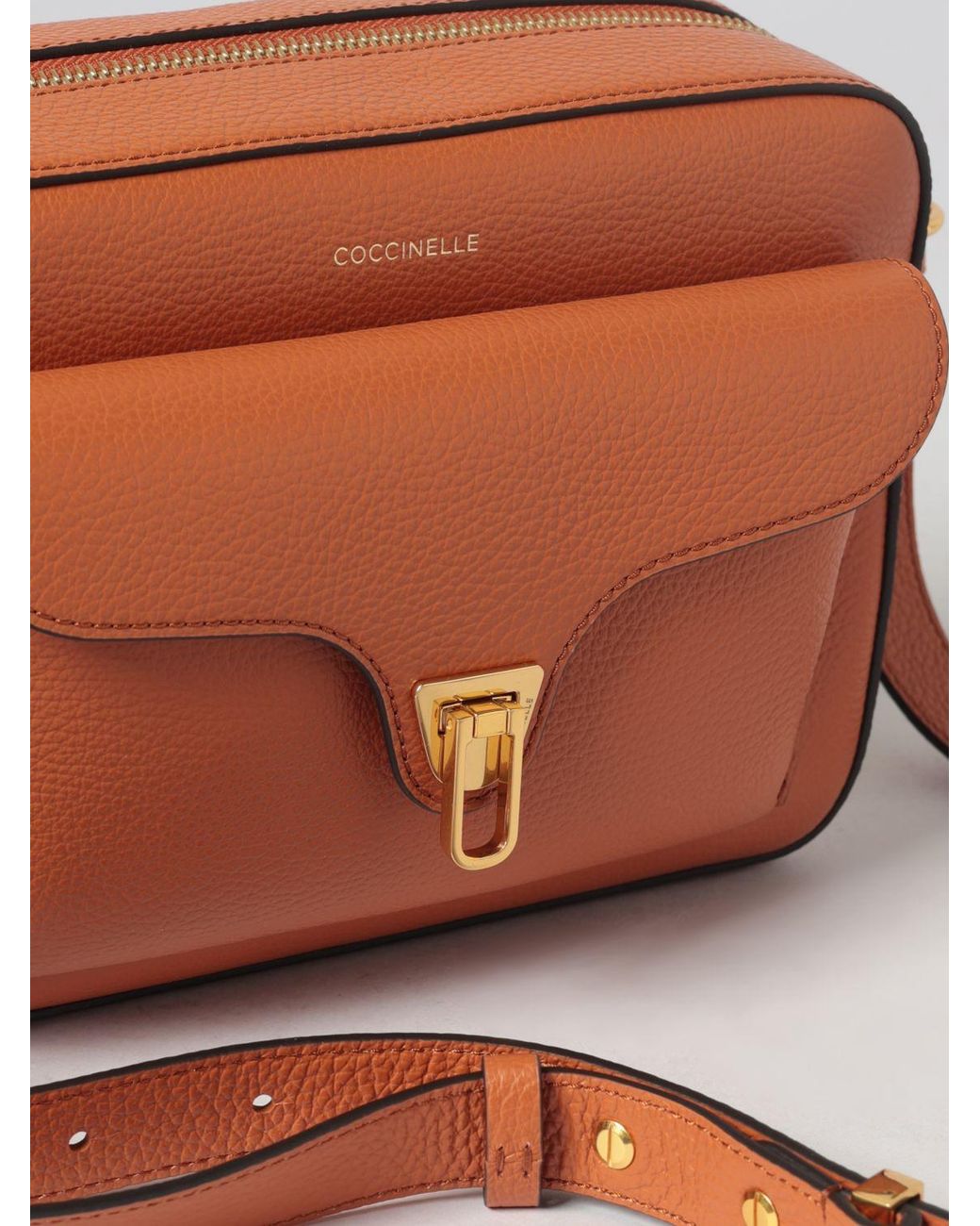 Coccinelle Orange Beat Hammered Leather Bag