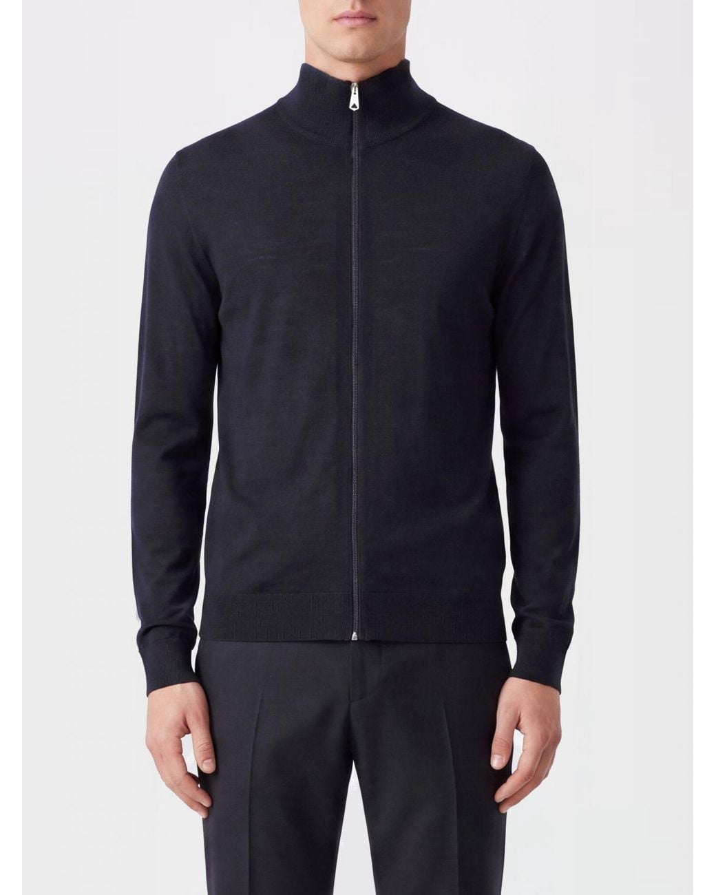 Paul Smith Blue Slim Fit Merino Wool Zip-Up Roll Neck Cardigan for men
