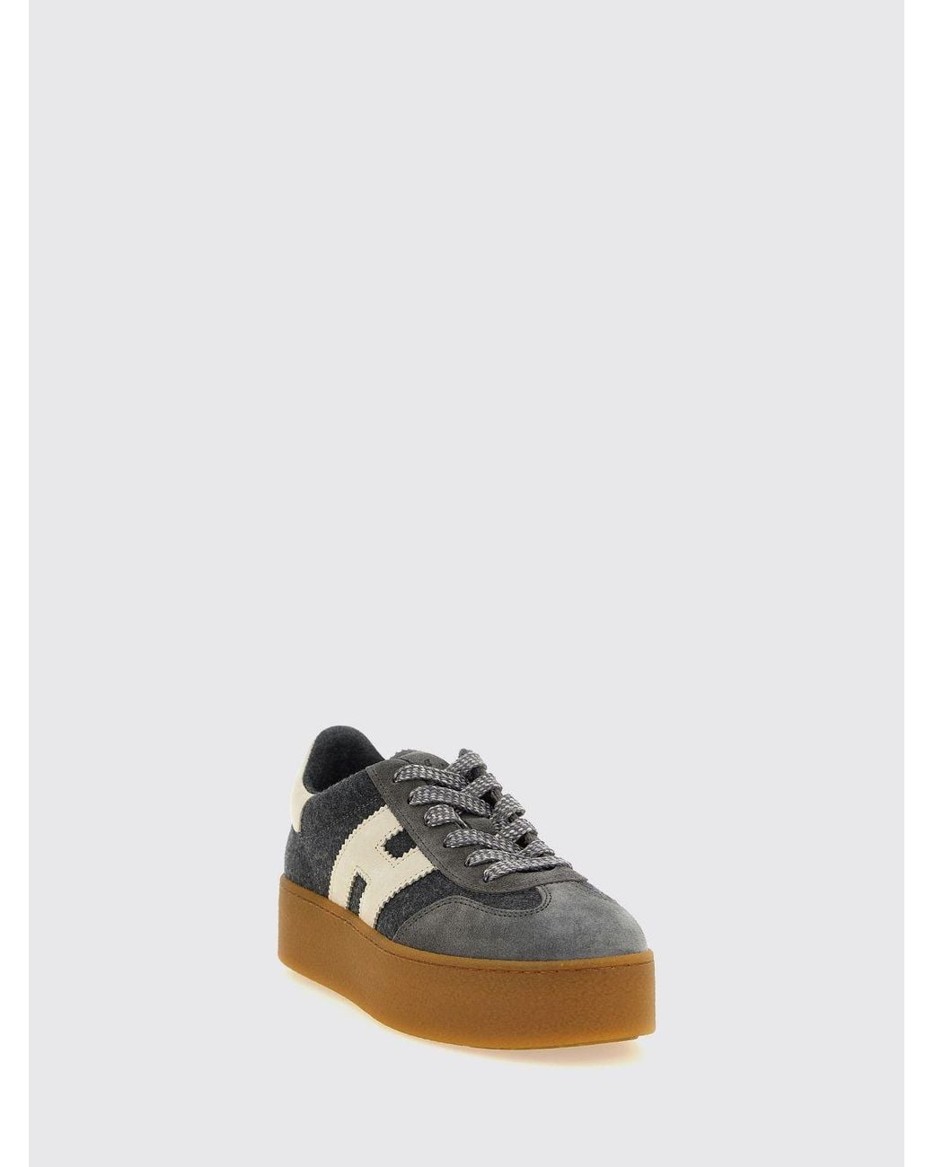 Hogan Blue Cool Leather And Technical Fabric Platform Sneakers With H Logo