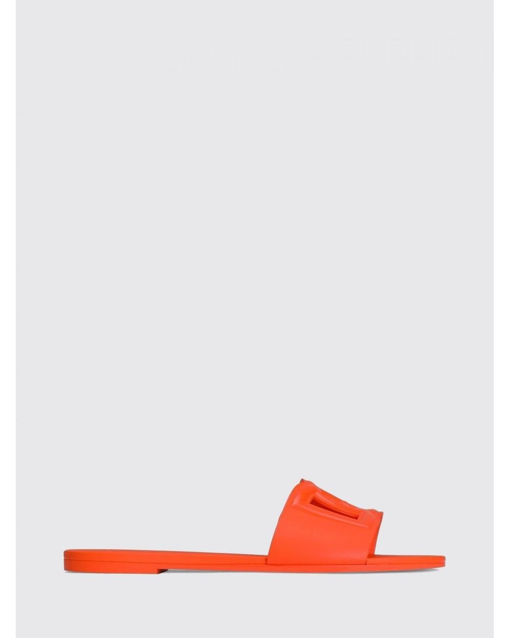 Dolce & Gabbana Red Dolce &Amp Gabbana Engraved Logo Rubber Slide Sandals