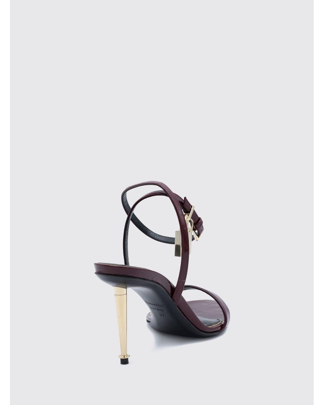 Tom Ford White Padlock Patent Leather High-Heel Sandals With Ankle Strap
