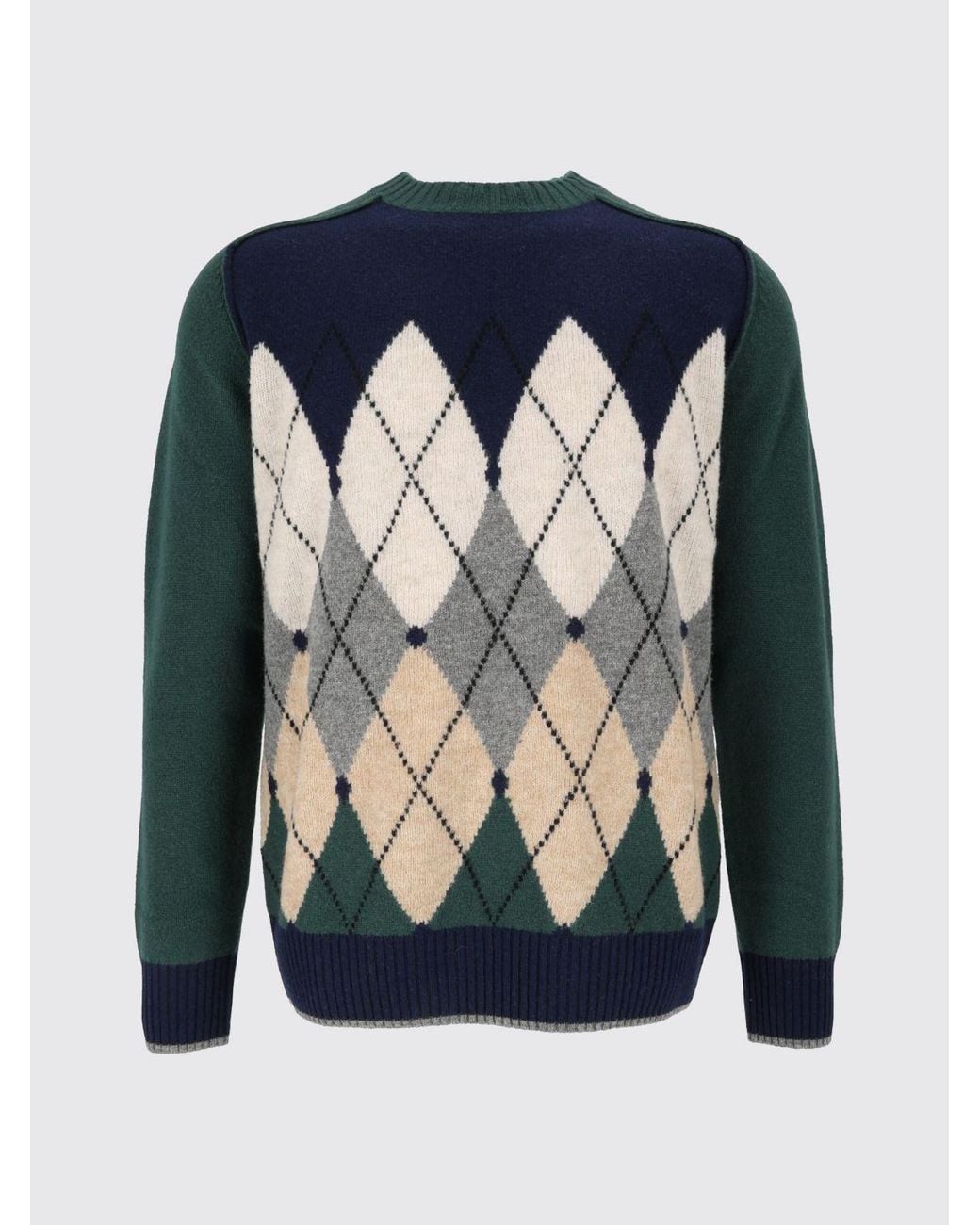 Ballantyne Blue Wool Blend Crewneck Jumper With Argyle Diamond Pattern for men