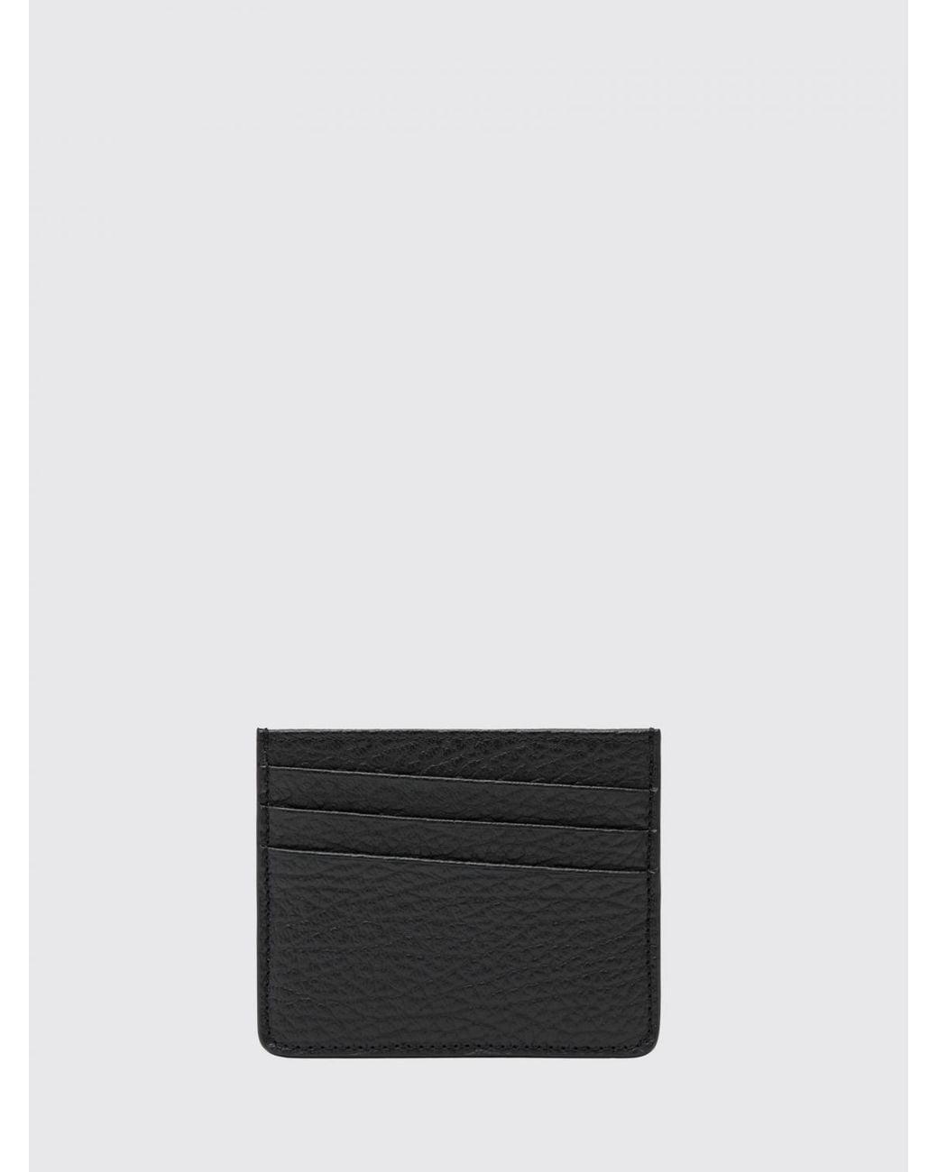Maison Margiela White Pebbled Calfskin Card Holder With Stitch Logo for men
