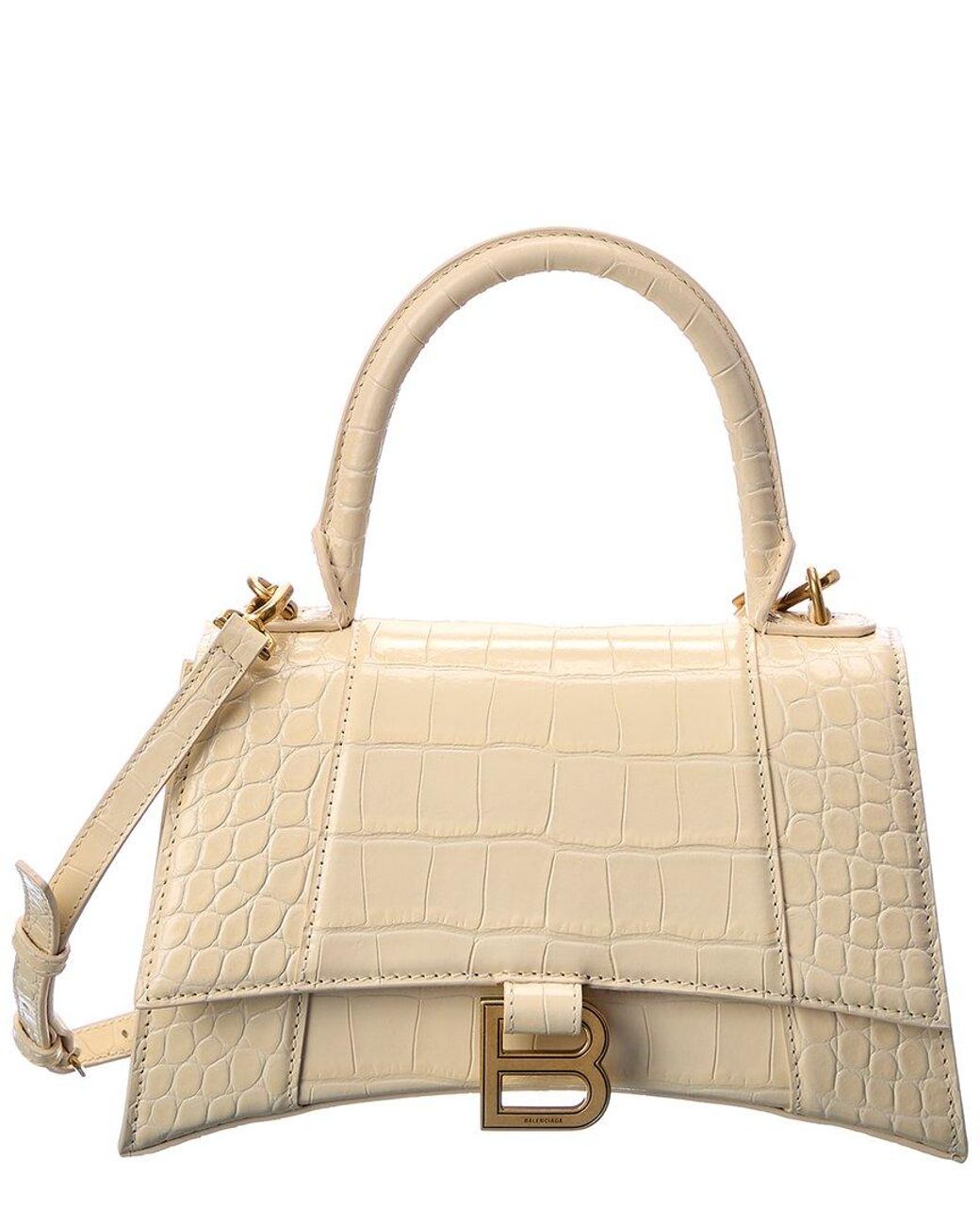 Balenciaga Hourglass Small Crocembossed Leather Top Handle Shoulder Bag in Natural Lyst UK