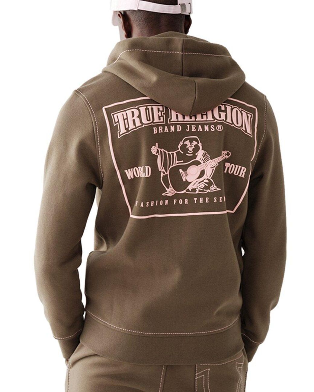 True Religion Big T Hoodie in Brown for Men | Lyst UK