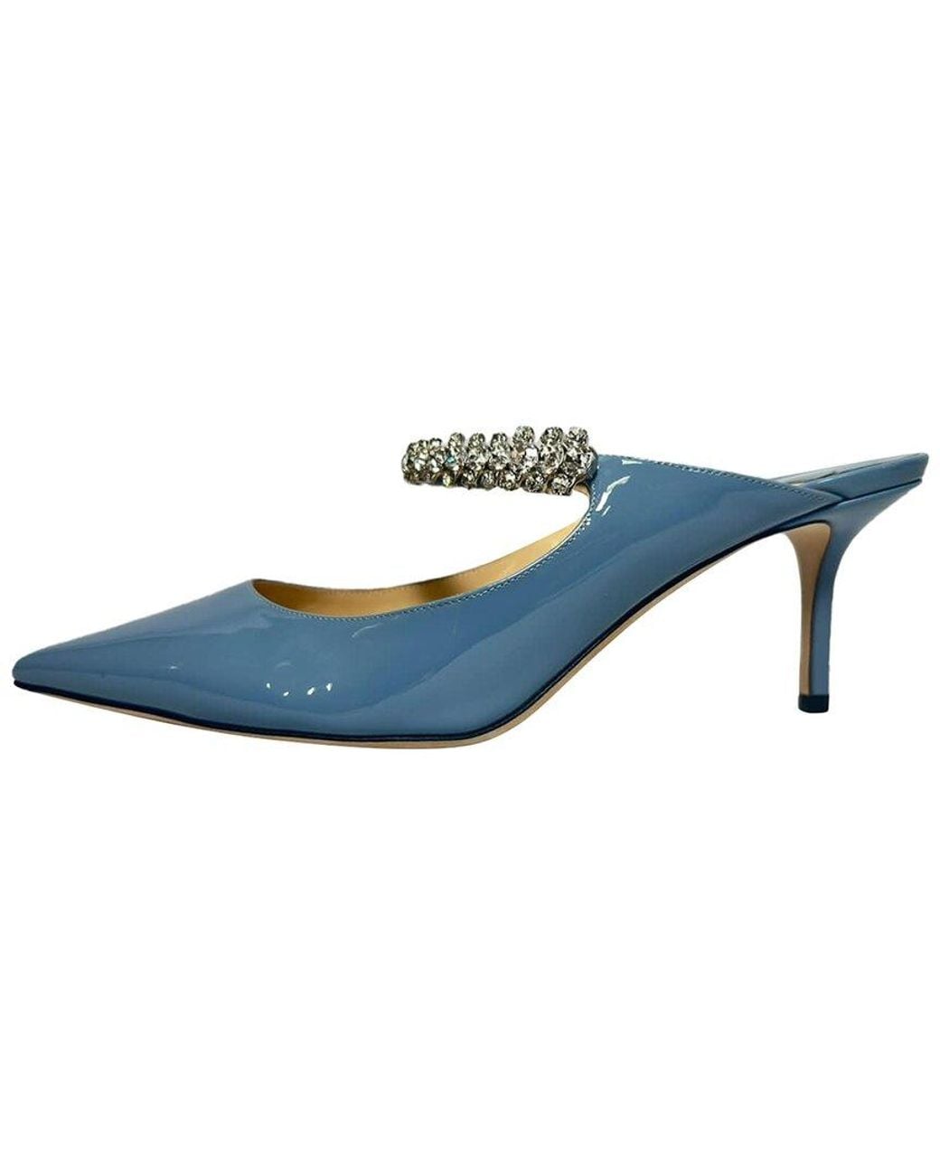 Jimmy Choo Blue Patent Leather Bing Mule (authentic Pre-loved)