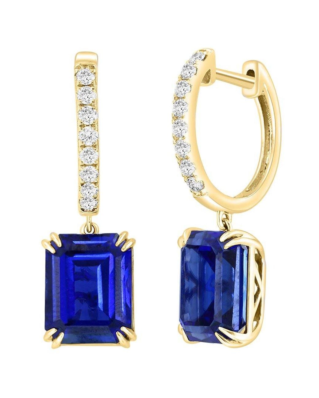 Effy Fine Jewelry White 14K 9.67 Ct. Tw. Lab-Grown Diamond & Lab-Grown Sapphire Earrings