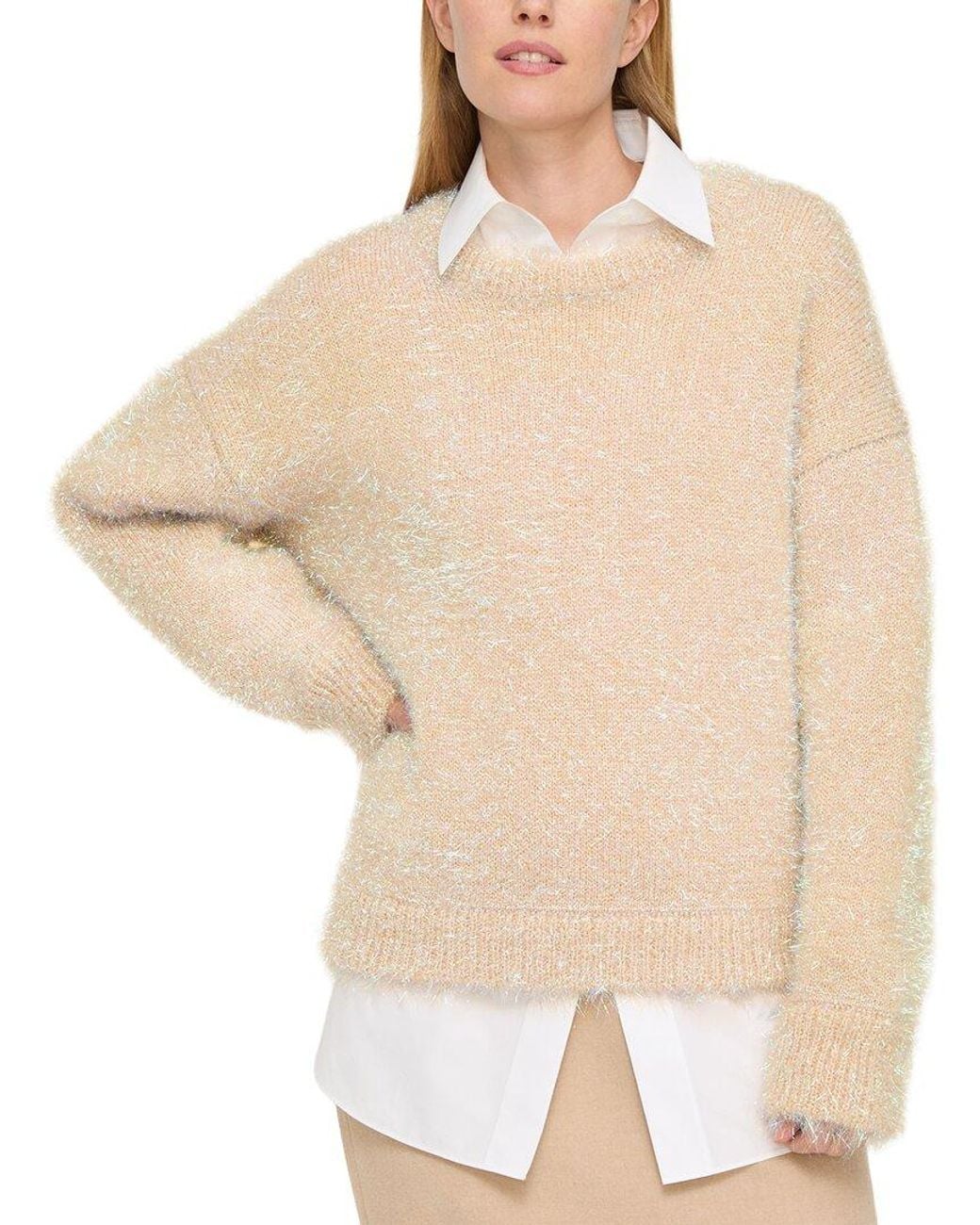 Lafayette 148 New York Natural Iridescent Tinsel Pullover