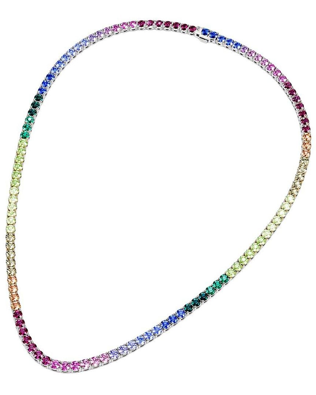 Lab Grown Diamonds Metallic 30.00 Ct. Tw. Lab-Grown Diamond & Lab-Grown Sapphire Tennis Necklace