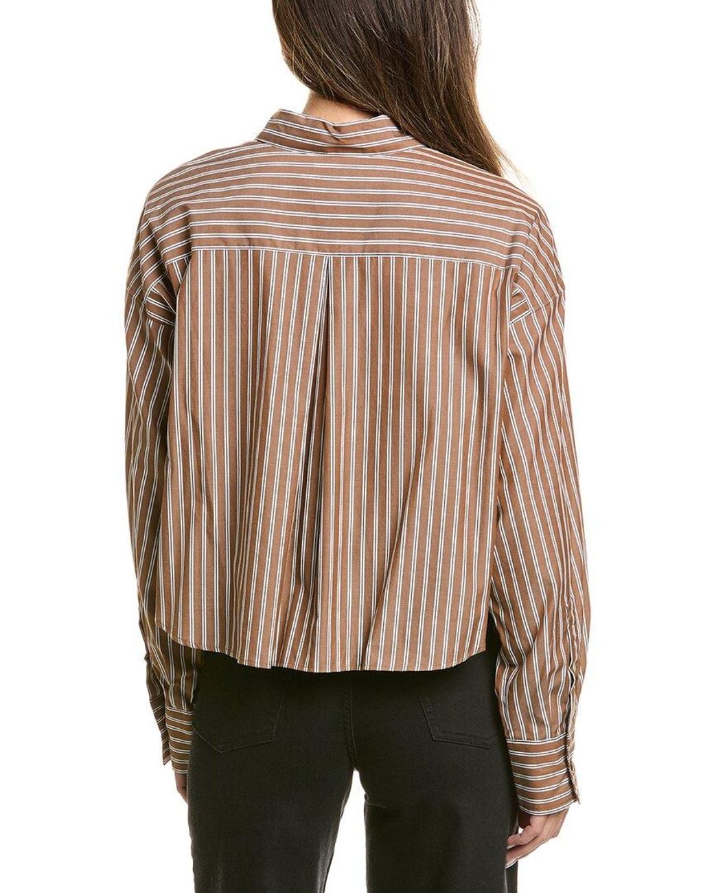 Rag & Bone Brown Marin Cropped Striped Shirt
