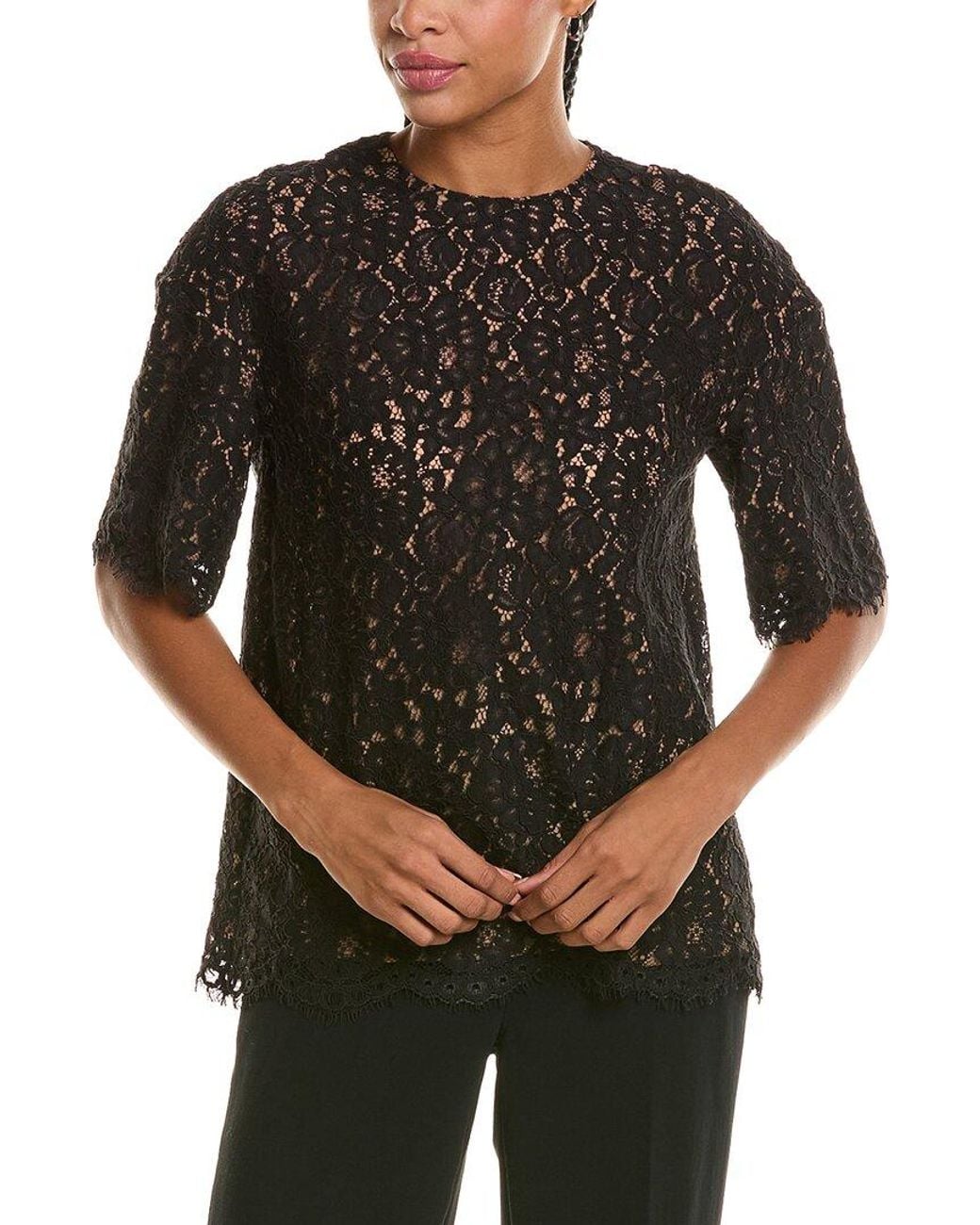 Michael Kors Black Lace Crewneck T-shirt