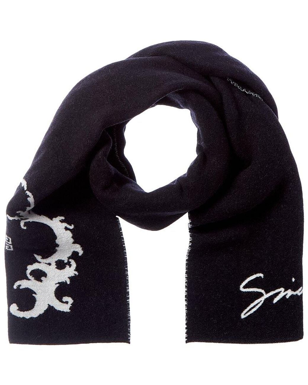 Givenchy Blue Reversible Baroque Crown Wool & Silk-Blend Scarf for men