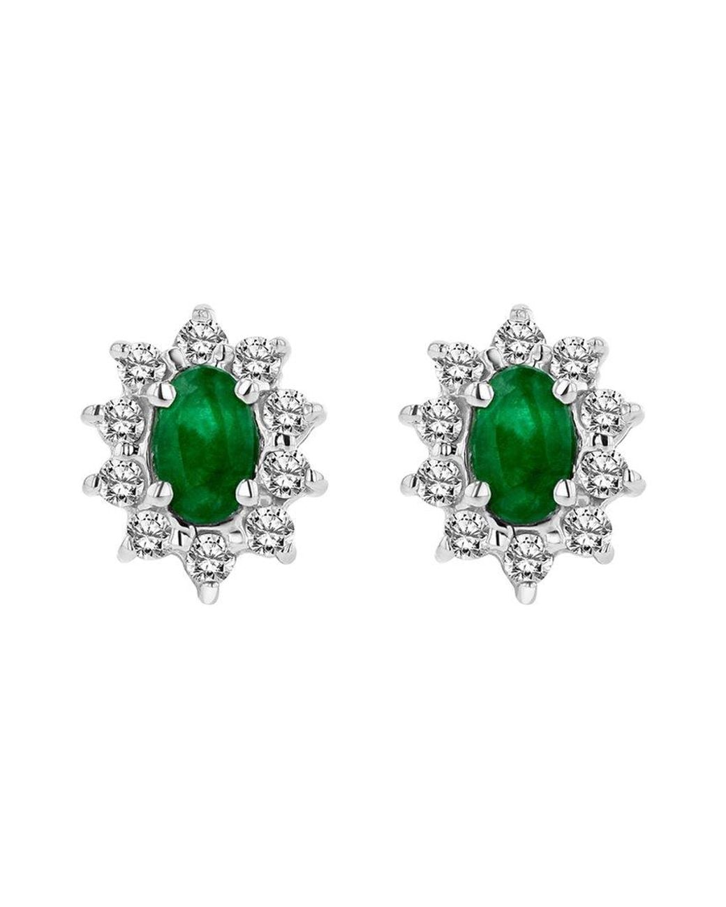 LEVARON Green 14K 0.70 Ct. Tw. Diamond & Emerald Earrings