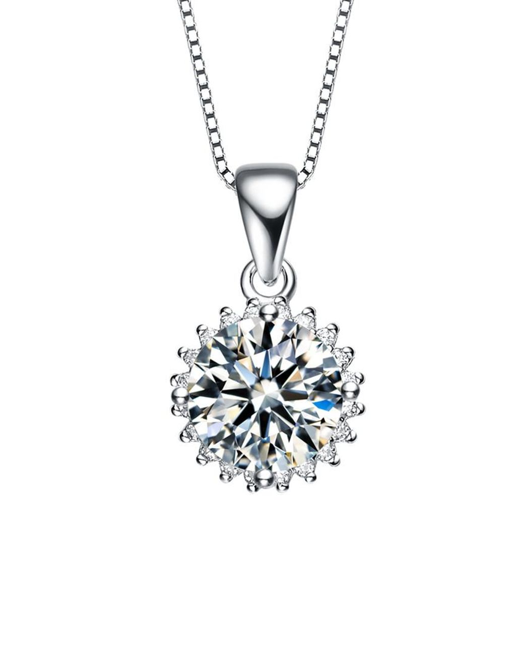 Genevive Jewelry White Silver Cz Necklace