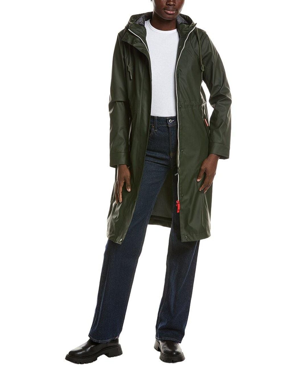 Hunter Black Darcy Rubberized Longline Rain Jacket