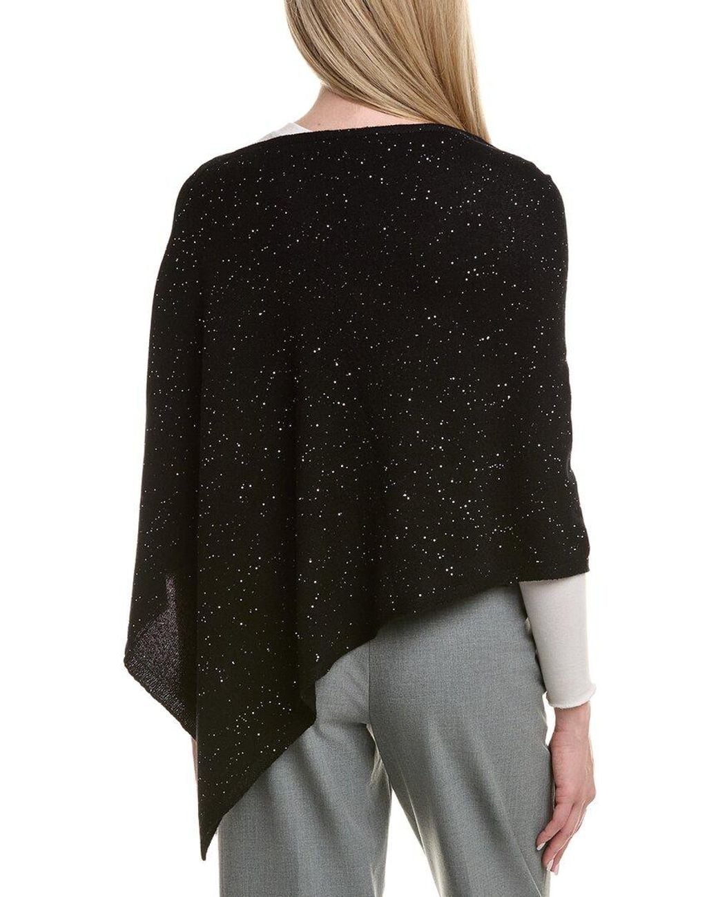 Sofiacashmere Black Sofiacashmere Reverse Jersey Sequin Wool & Cashmere-Blend Poncho