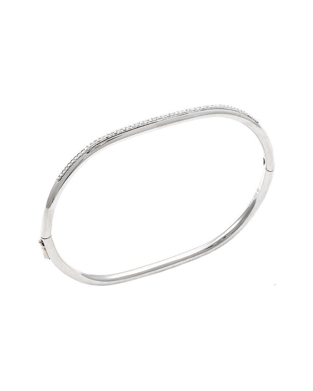 Diamond Select Cuts White Stainless Steel 0.07 Ct. Tw. Diamond Bangle