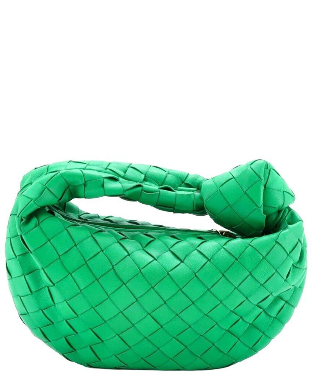 Bottega Veneta Green Intrecciato Leather Bv Jodie Hobo Mini (Authentic Pre- Loved)