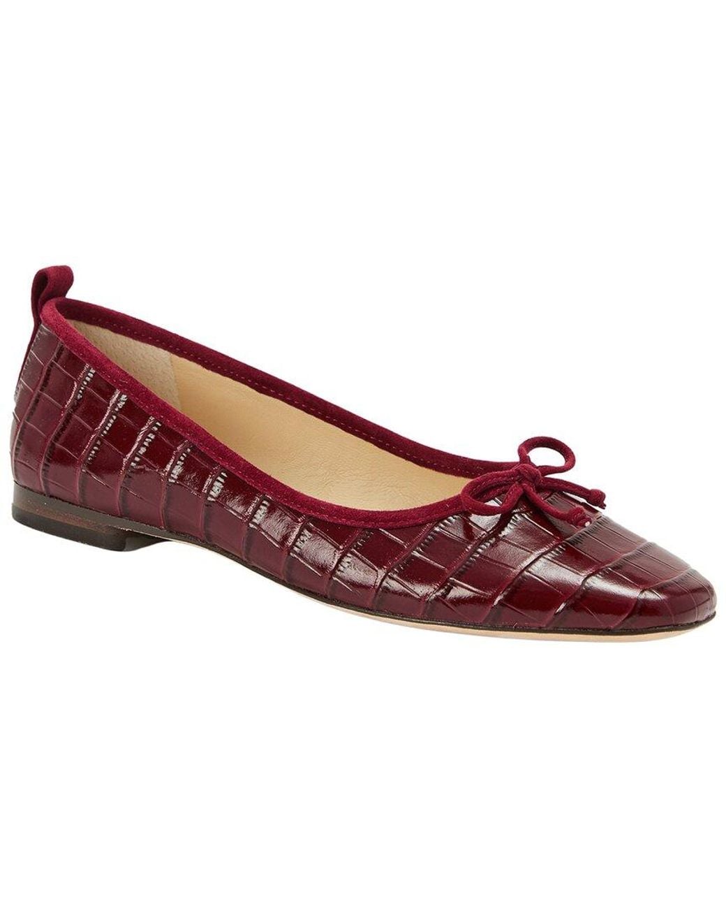J.McLaughlin Red Anastasia Lizard-Embossed Leather Ballet Flat