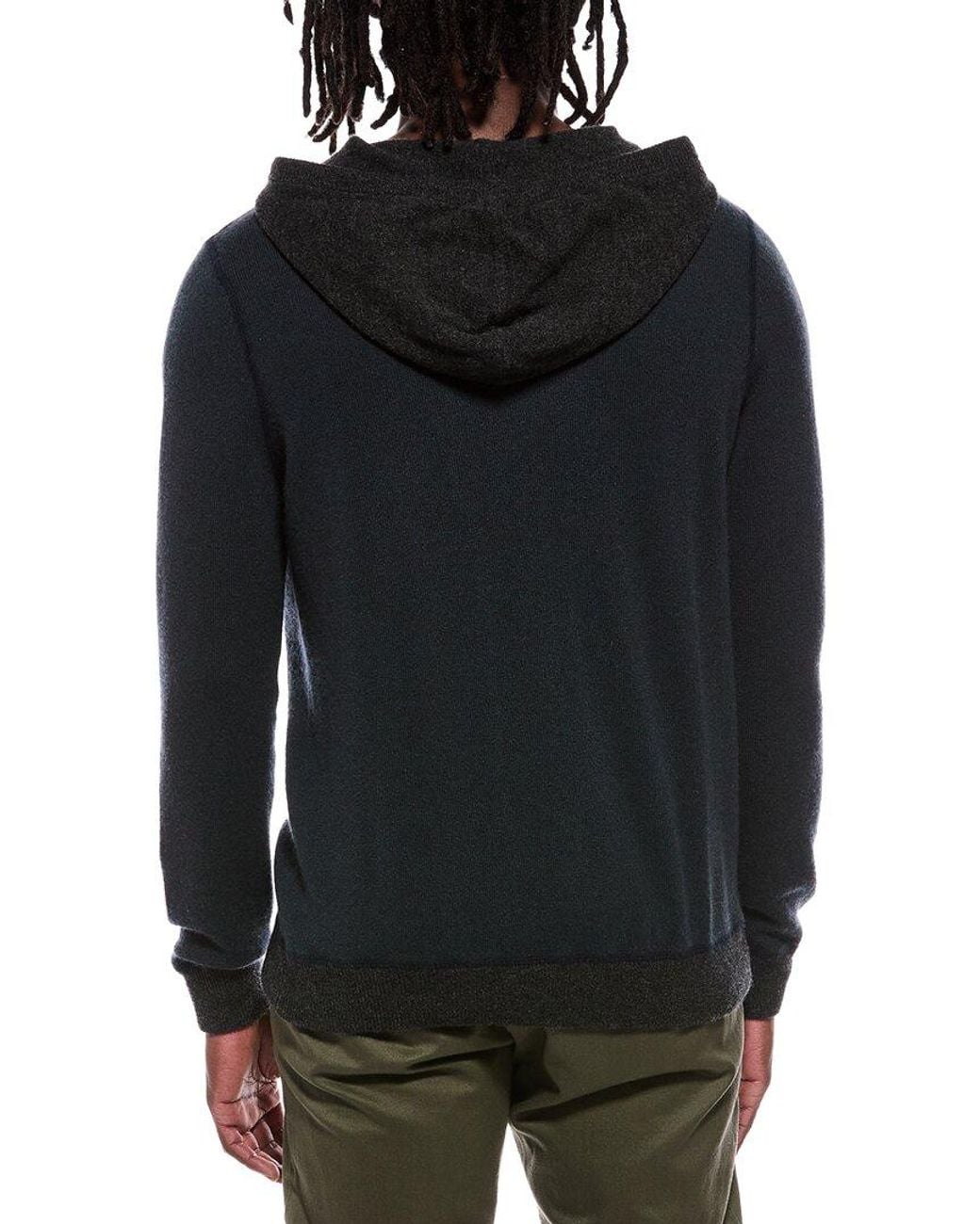 Autumn Cashmere Black Colorblock 100% Cashmere Hoodie for men