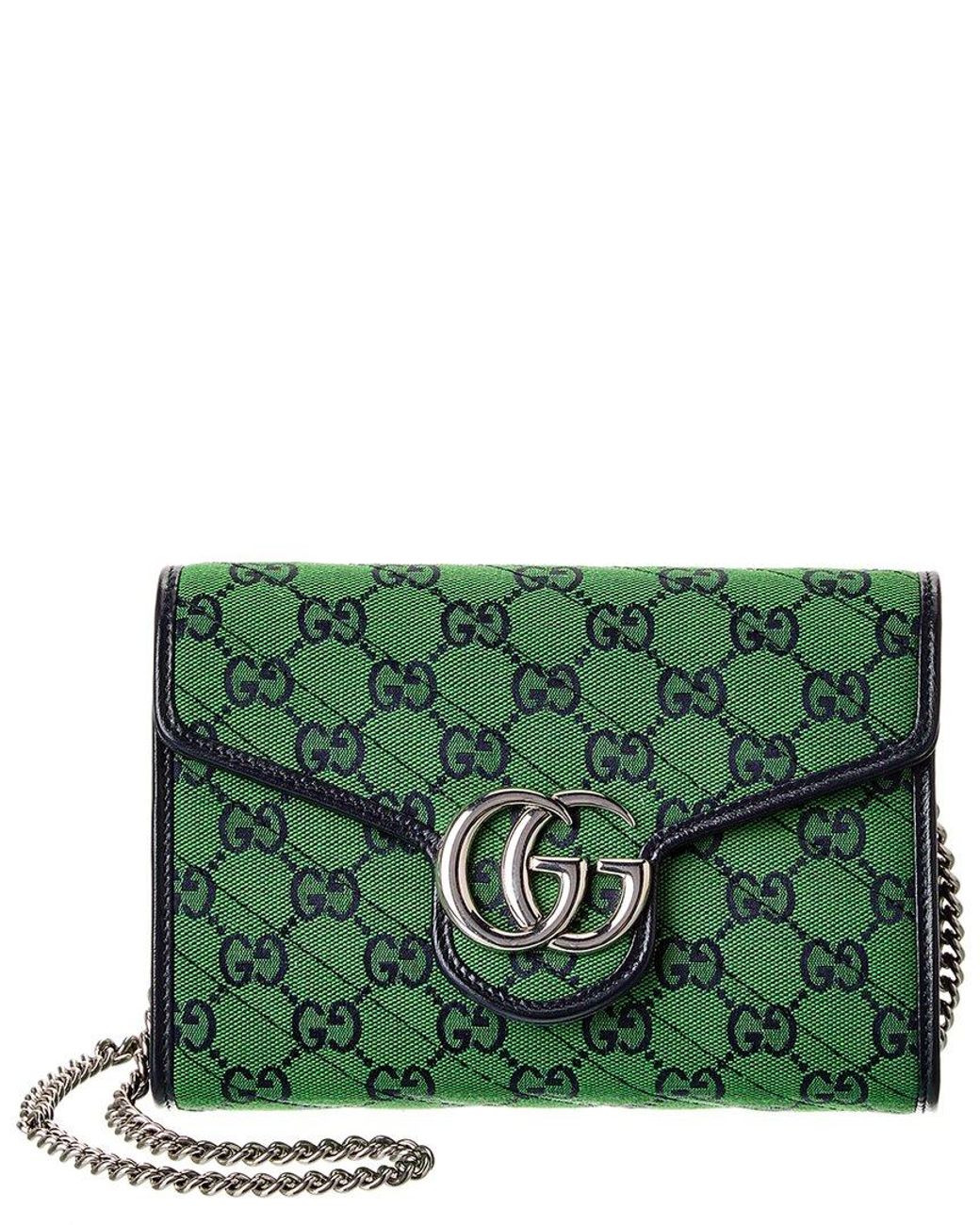 Gucci GG Marmont 2.0 Canvas Leather Wallet On Chain in Green Lyst UK