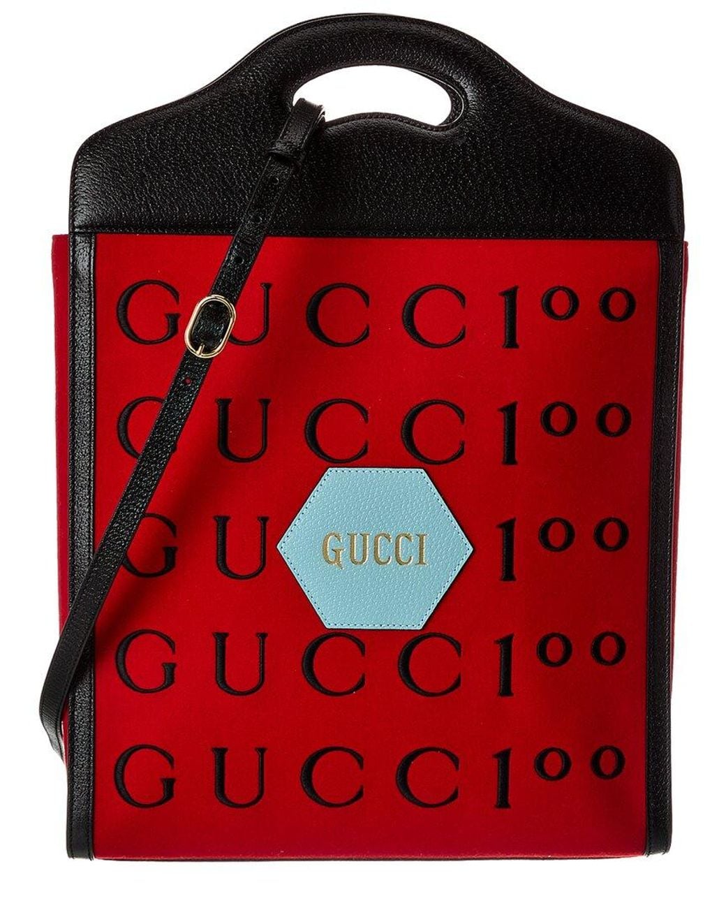 Gucci Red Centennial 100 Medium Canvas & Leather Tote