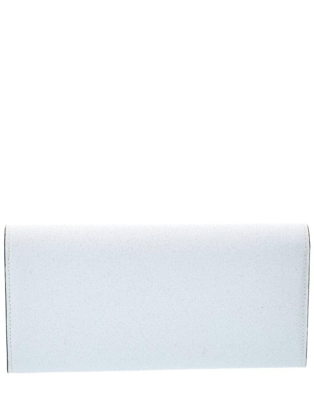 Jimmy Choo White Milla Glitter Wallet On Chain