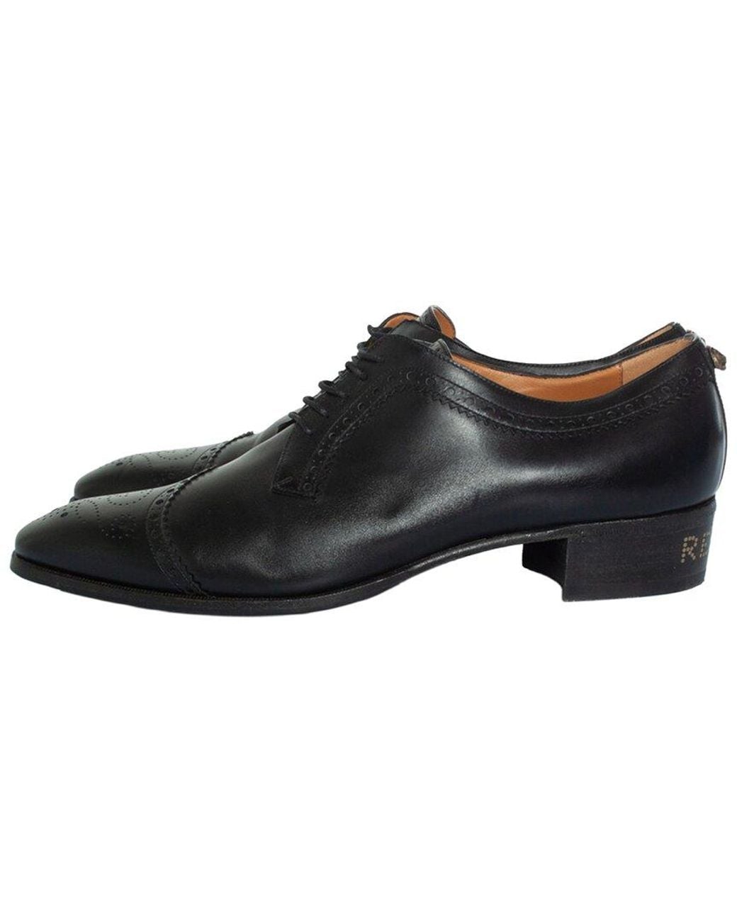 Gucci Black Leather Lace Up Brocade Studded Heel (authentic Pre-loved) for men