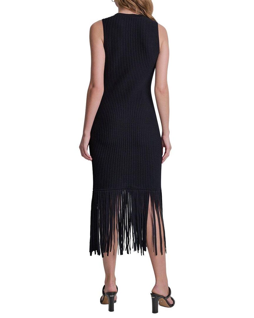 DKNY Blue Fringe Sweaterdress