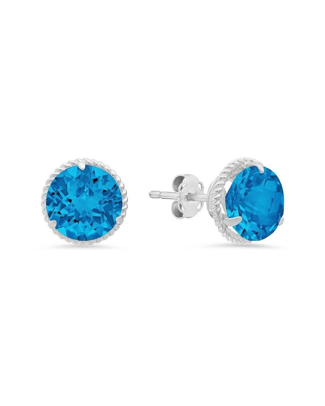 MaxColor 14k 3.90 Ct. Tw. Blue Topaz Halo Studs