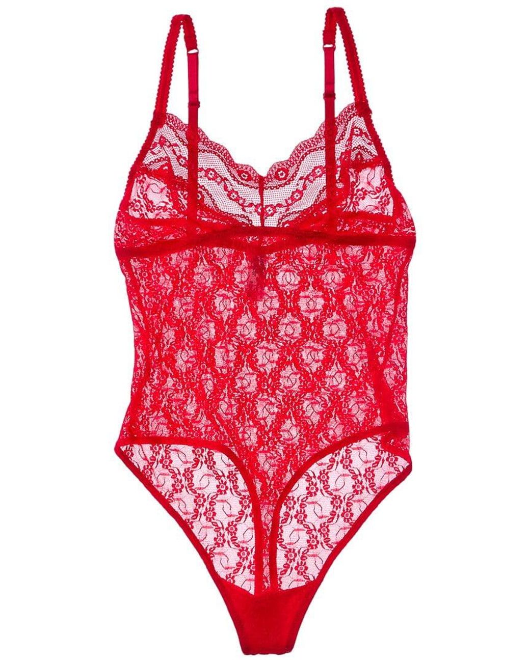 B.tempt'd Red Lace Kiss Bodysuit